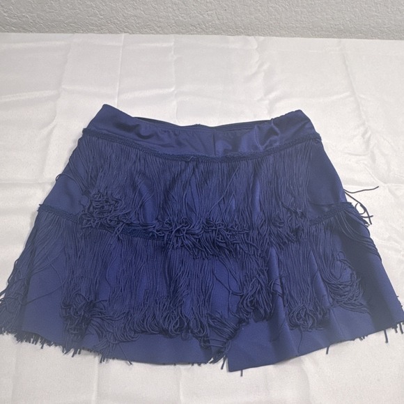 Weissman Other - WEISSMAN Girls Blue Fringe Dance Skirt Satin 82% Nylon 18% Spandex 12464
